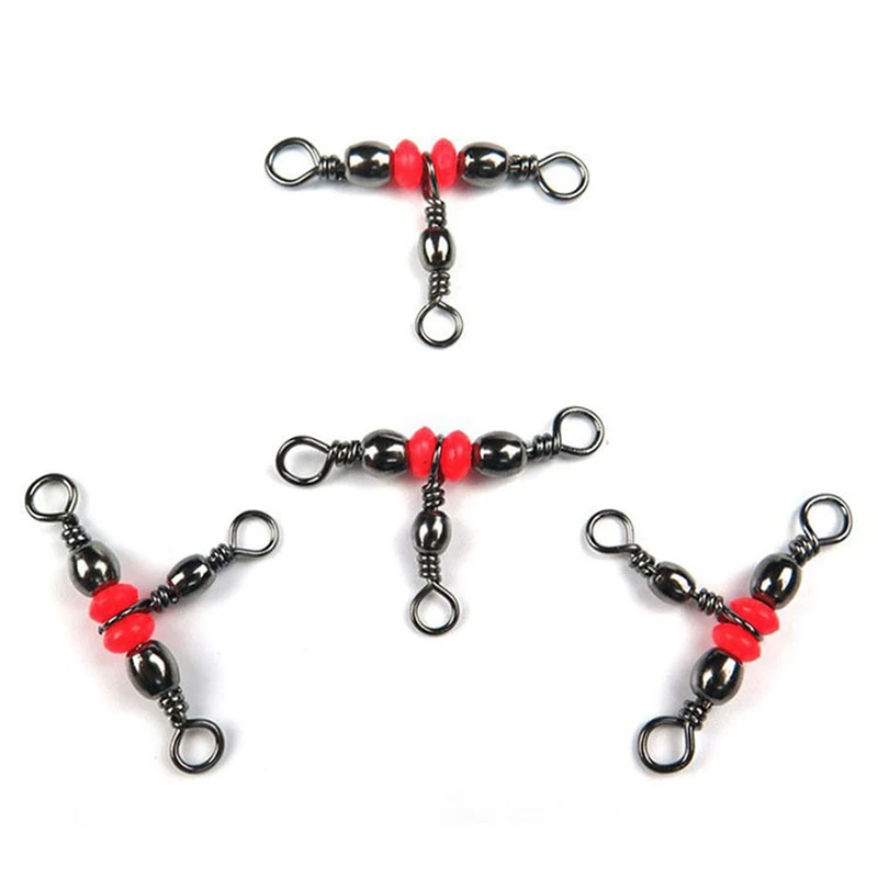 

NEW 20Pcs/Set T Shape Fishing Accessories 3 Way Swivel Bearing Connector Solid Ring
