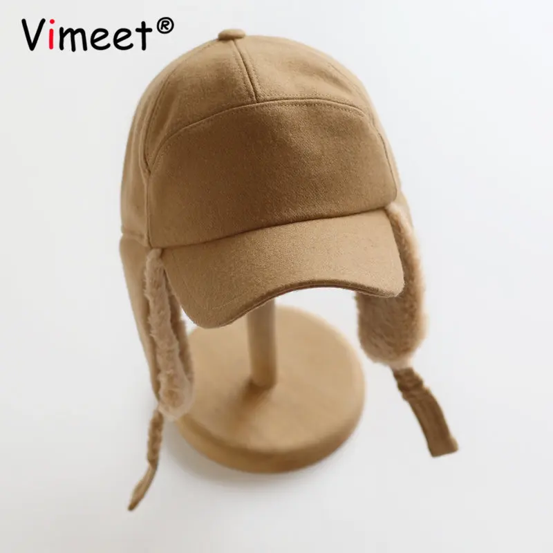 Winter Men's Women Warm Baseball Caps with Ear Flaps Pompom in Cold