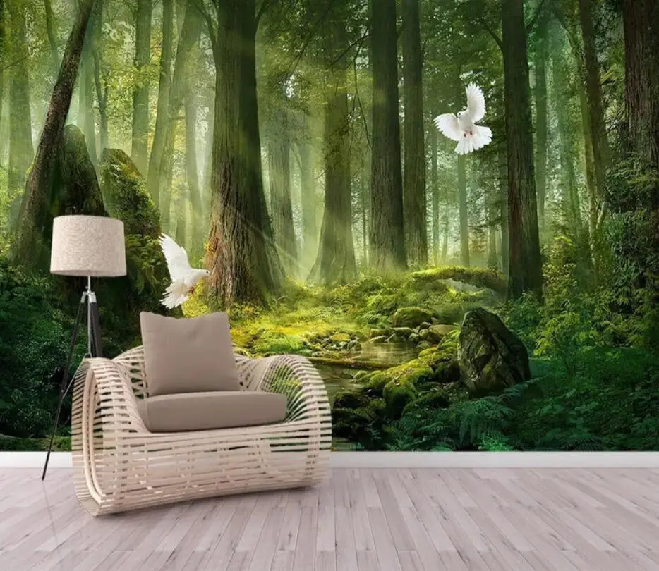 

Green forest background wall decorates wallpaper mural