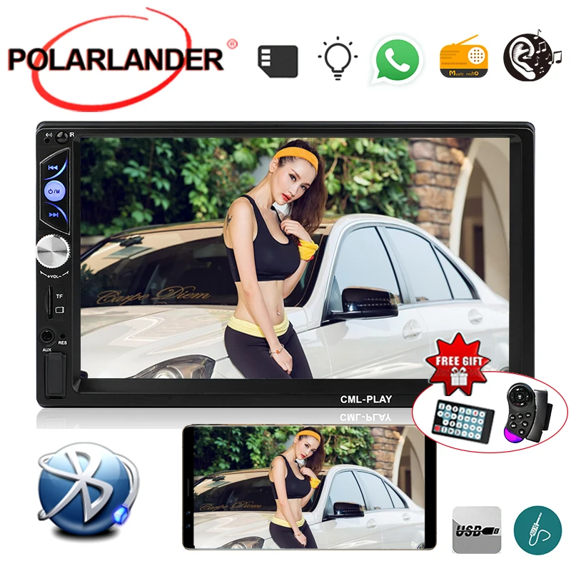 Стерео MP5 плеер многоязычный 2DIN автомобильное радио USB/AUX/FM/SD Bluetooth 7 дюймов Android