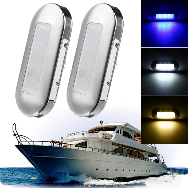 Marine Boat Yacht White LED Courtesy Light 2 Pcs Caravan Navigation Light