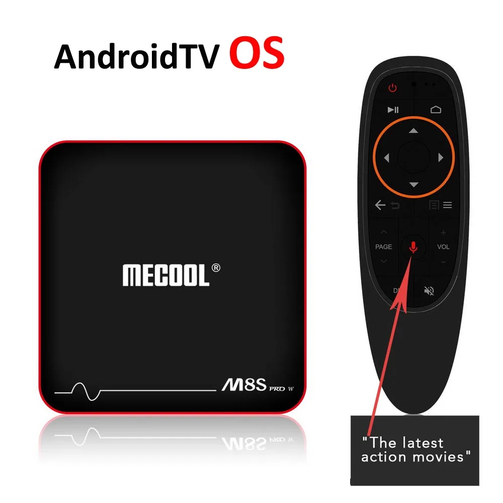 

Android 7.1 AndroidTV OS Smart TV Box Amlogic S905W Quad Core 2G DDR3 16GB eMMC 2.4G Google Voice Control IR Remote Mecool