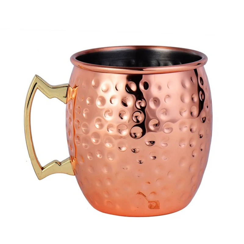 18OZ Stainless Steel Moscow Mule Mug Modern Cocktail Glasses Beer Mugs Drum Copper Plated Coffee Cups Drinkware Bar Supplies (4)