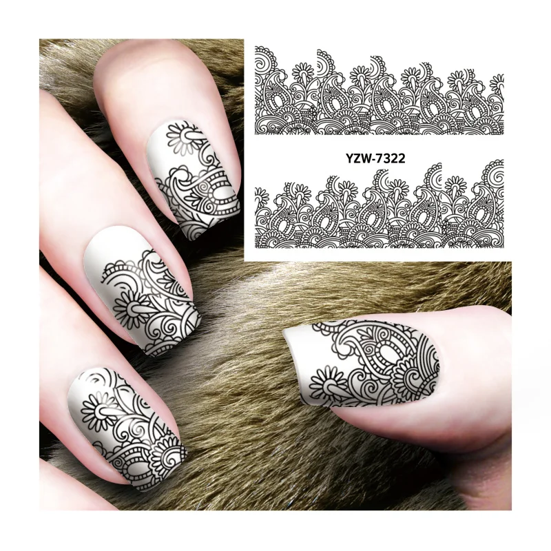 

WUF 1 Sheet Water Transfer Foils Nail Art Sticker Black Ladies Section Design Water Decals Nails Decorations Tools Sticker 7322