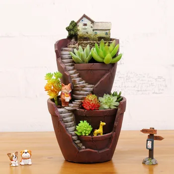 

Flower Pot Garden Flower Plants Pots Succulent Holder DIY Container Indoor Decoration 15*14.5*28cm