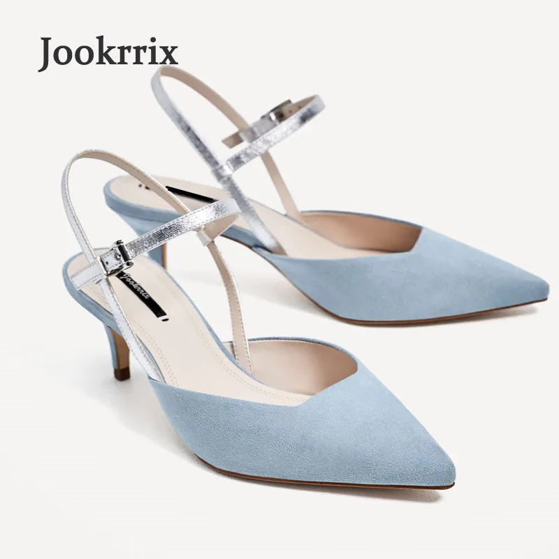 

Jookrrix 2018 Spring Summer Fashion Mid Heels Shoe Sexy Lady Single Shoes Women Elegant Pointed Toe Party Shoes Buckle Shallow
