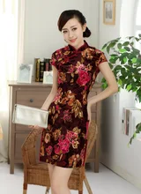 Shanghai Story Velvet cheongsam dress Womens traditional Cheongsam Dress Qipao Oriental dress national trend dress