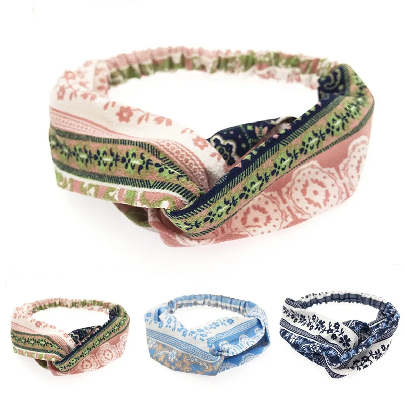 

2019 Fashion New Hot Women Bohemia Wide Stretch Headbands Headpiece Headwrap Girls Turban Bandage Head band 4 Colors