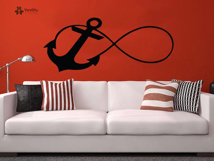 Us 6 67 25 Off Yoyoyu Wall Decal Vinyl Art Removeable Room Decor Sticker Infinity Sign Wall Decal Anchor Nautical Poster Nursery Yo220 In Wall