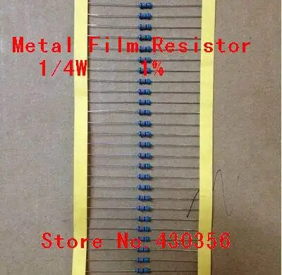 Бесплатная доставка 100 шт./лот 0,25 Вт Металл резистор +-1% 10 К Ом 10 К 4,7 К 2,2 К 1 К 100 К 1/4 Вт 1R--10M