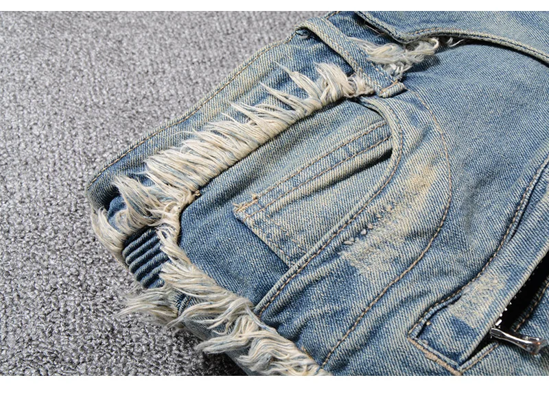 Sokotoo Мужские Винтажные вымытые джинсовые байкерские джинсы с бахромой для мотоциклистов модные облегающие прямые лоскутные брюки для