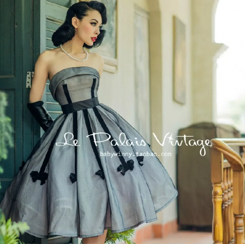 Европейский и американский винтажный дворцовый женский классический элегантный тубус для смычка топ-труба Пышное серое подол средней длины цельное платье