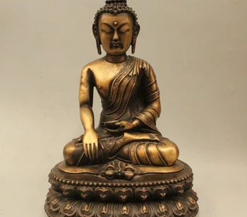 

16" Tibet Temple Bronze Seat Sakyamuni Shakyamuni Amitabha Buddha Bowl Statue