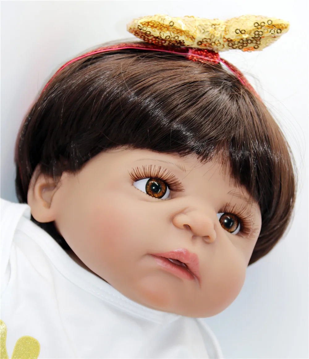 57 см полный Силиконовый Reborn Baby Doll игрушка темнокожая кукла девочка Новорожденный Младенец Малыш живой Bebe boneca reborn Рождественский подарок