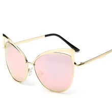 Oculos Oversized Cat Eye Sunglasses Pink Women 2018 Fashion Sexy Female Shades Retro Big Hollow Metal Mirror Sun Glasses UV400
