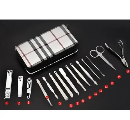 DHL 50 компл. 15 в 1 Портативный маникюрный набор профессиональных Nail clipper палец