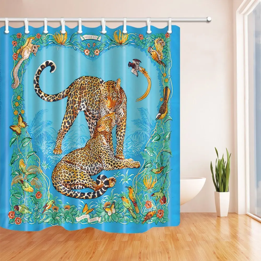 Safari Wild Animals Leopard Couple in Surrounded by Birds, Mildew