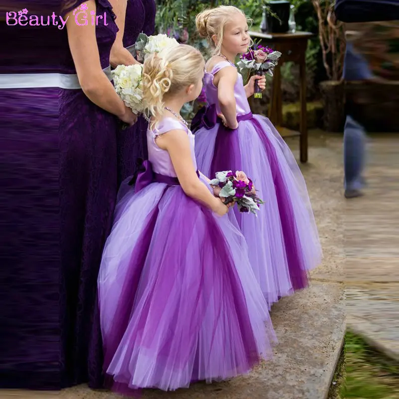 purple camo flower girl dresses