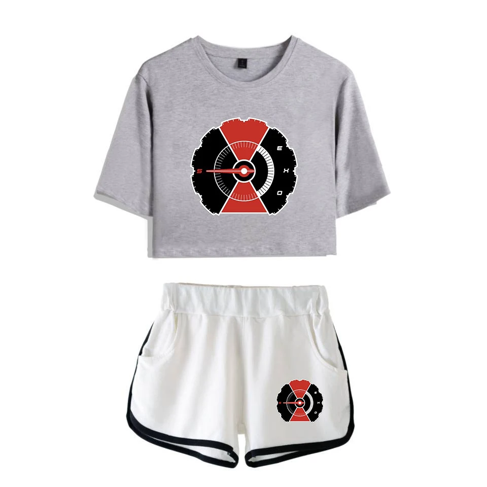 Frdun Tommy EXO 2018 новый летний укороченный топ для девочек из двух частей короткая