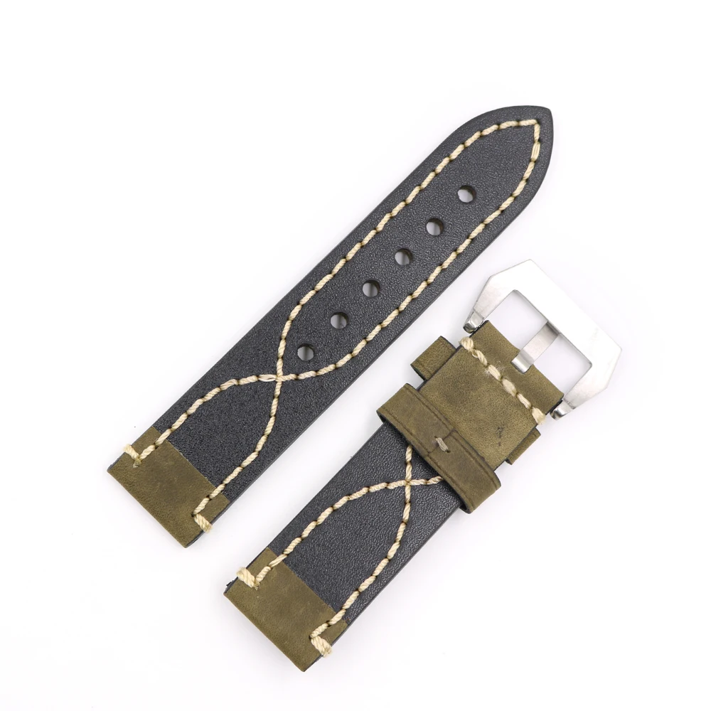Rolamy 20 22 24 26mm Green Thick Strap Watch Band For Tag CARRERA Omega Montblanc Panerai Daytona Submariner Tissot