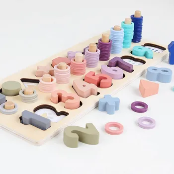 

Geometric Wooden Toys Montessori Materials Learning To Count Numbers Matching Digital Shape Match Early Teaching Math Toys