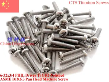 

Titanium screws 6-32x3/4 Pan Head 2# Phillips Driver Ti GR2 Polished 50 pcs