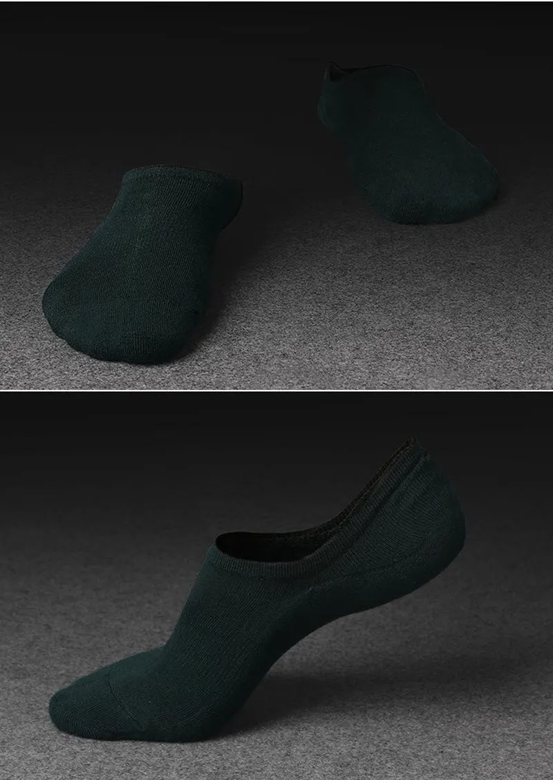 5 пар/партия лодка хлопковые Дышащие носки дезодорант носки нескользящие силиконовые носки следы - Цвет: Dark green