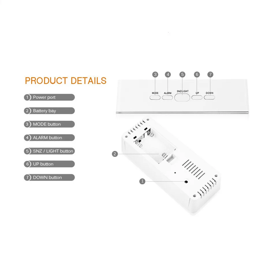 Alarm Clock LED Mirror Digital Clock Wake Up Light Electronic Large Time Temperature Display Home Decoration Clock5