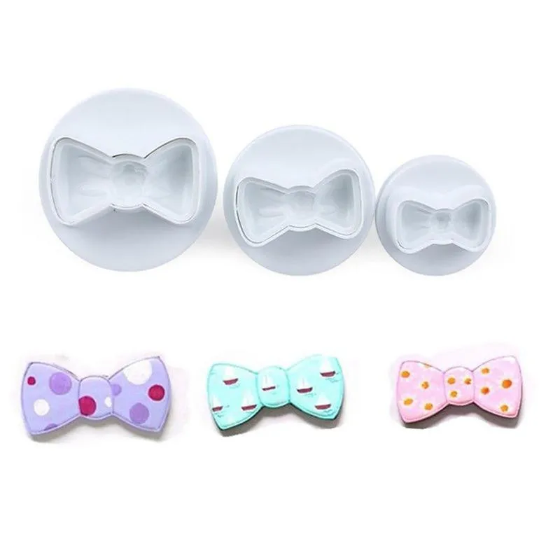 

3pcs Biscuit DIY Mold cute bow Cookie Cutter Tools Cake Plunger Sugar Craft Confectionery Bakeware pastry Tools