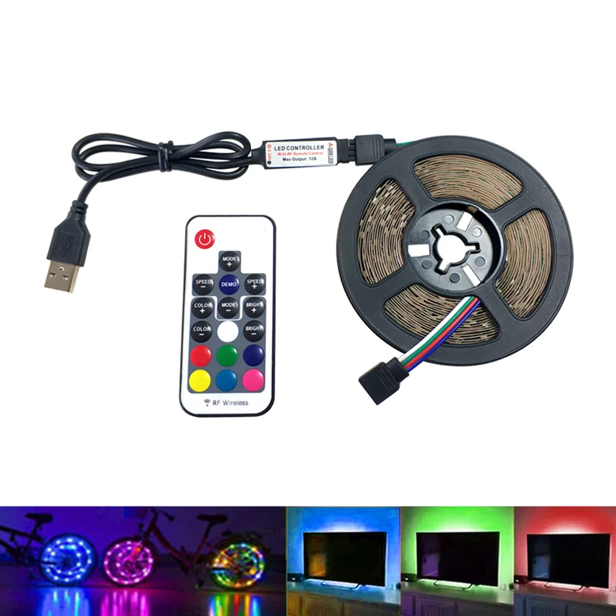 

RiRi won USB LED Strip lamp 2835 2.5m SMD RGB LED Strip 12V Waterproof led Ribbon Flexible LED light Tape Desktop TV Background