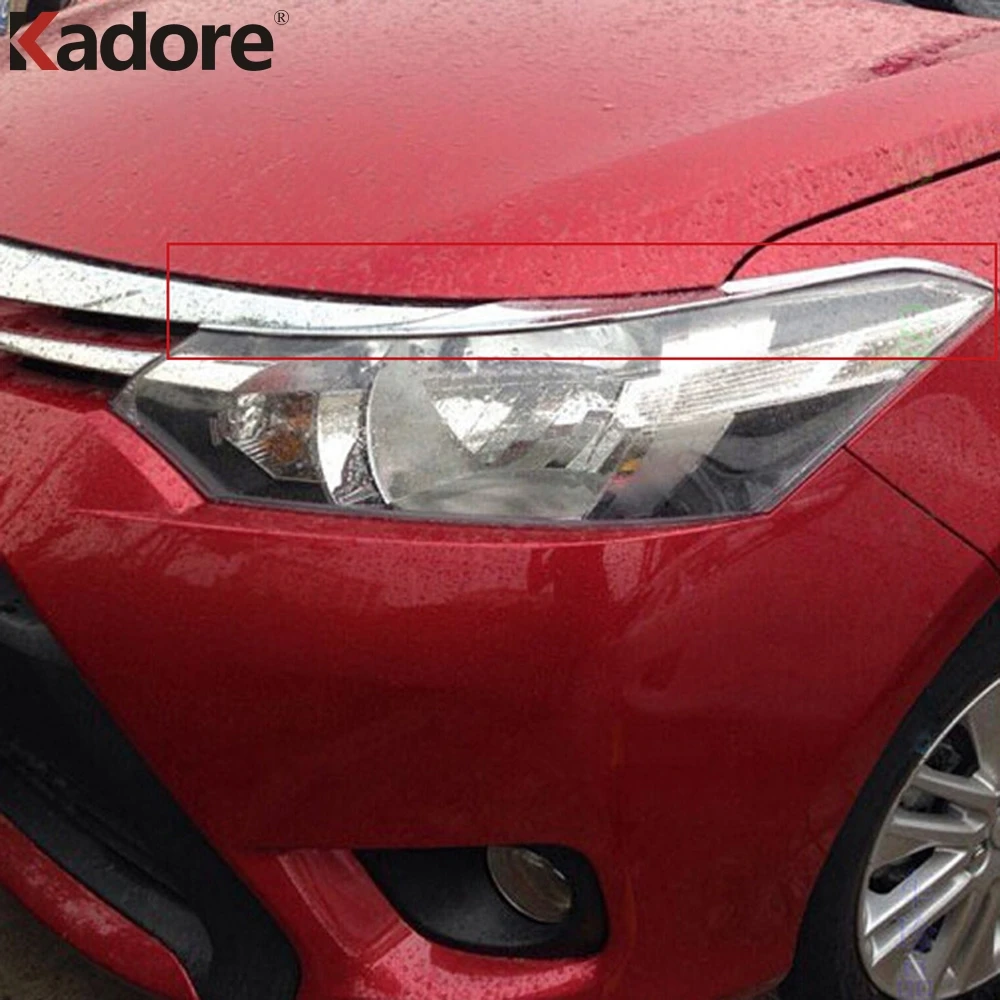 For Toyota Vios/Yaris 2013 2016 4dr Sedan ABS Chrome Front Head Light