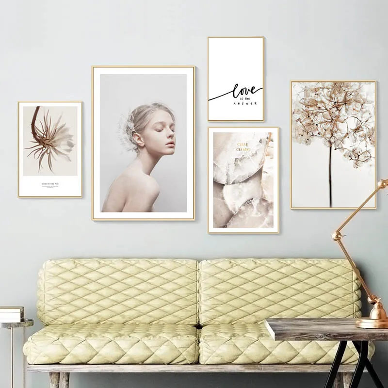 

TAAWAA Minimalist Wall Art Quote Flower Gilr Tree Canvas Posters and Prints Nordic Style Painting for Living Room Decoration