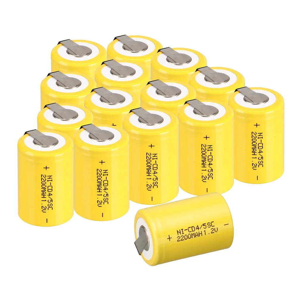 Anmas power 2-16 шт 1,2 V 4/5 SC Sub C 2200mAh Ni-CD nicd Sub C аккумуляторы желтого цвета с вкладкой