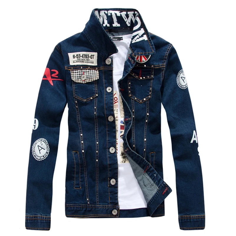 

Denim Jacket Men Hip Hop Bomber Military Jeans Jacket Mens Slim Fit Streetwear Denim Coat 2019 Spring Casual Top for Men J033