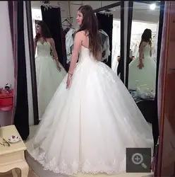 Robe De Mariée Милая Узелок Бальное платье Щедрый Свадебные Платья Аппликации Блесток Белый Vestido Де Noiva 2016