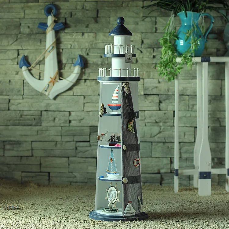 Маяк в средиземноморском стиле фигурки деревянные украшения раковины рыболовные сети фонарь домашнее украшение креативная башня Ремесло Декор