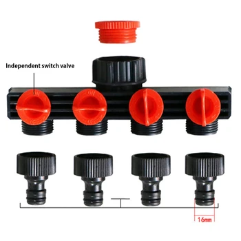 

4 Way Hose Connector Splitter Garden Water Splitter Faucet Adapter Hose Shut Off Valve Garden Connection Irrigation Tool