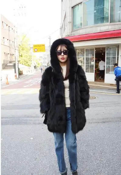 Natural Fur Parka Real Fur Coat For Women Raccoon Fur Coat Hood Jacket Thick Warm New Winter Female Overcoat tbsr597 hooded puffer jacket