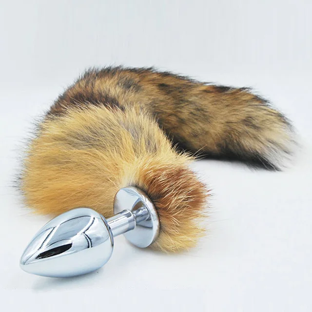White Anal Plug Faux Fox Tail Stainless Steel Butt Plug Cat Tail