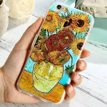 

CASEIER SunFlower Phone Case For iPhone X Plus 3D Relief Soft TPU Cases For iPhone 5s 6 6s 7 Plus Van Gogh Series Funda Capinha