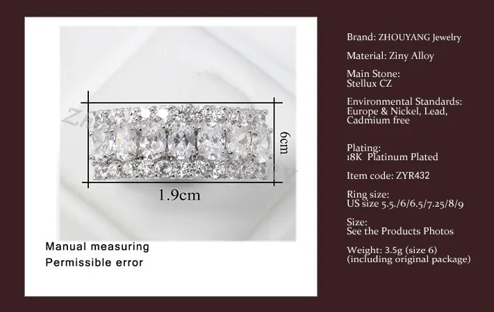 Одежда высшего качества роскошная атмосфера кубический цирконий розовое золото, Цвет обручальное кольцо с австрийскими кристаллами ZYR431 ZYR432