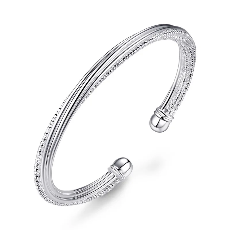 

Brand Trendy 925 Sterling Silver Open Bangles Unique Carving Pattern Circle Bangles For Women Fashion Hand Jewelry