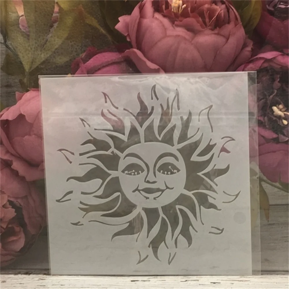 

1Pcs 13*13cm Cartoon Sun DIY Layering Stencils Painting Scrapbook Coloring Embossing Album Decorative Card Template
