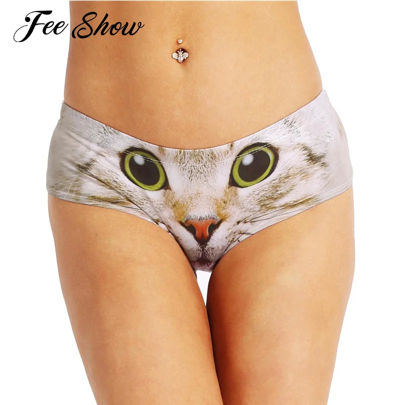 

Womens 3D Cartoon Animal Print Low Waist Hipster Panties Cute Briefs Underwear With Ears Women's Slim Fit Soft Briefs Underwear