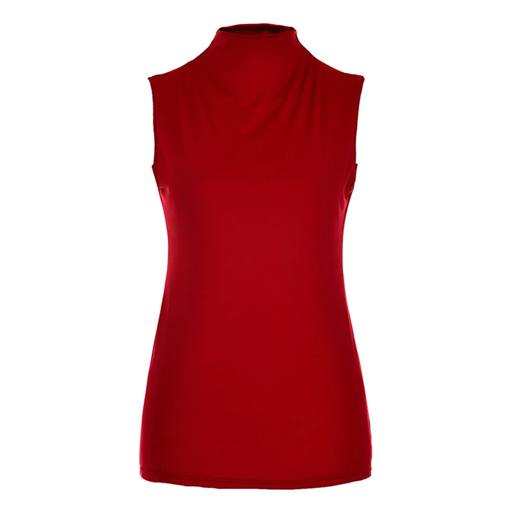 Женская водолазка без рукавов, однотонная Повседневная Блузка, топ, футболка размера плюс, 2xl, винтажная красная, 90 s, модная летняя Женская Бюстье