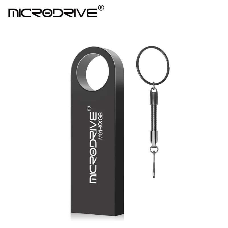 Microdrive usb флеш-накопитель, мини-накопитель, 64 ГБ, 16 ГБ, 8 ГБ, флеш-диск usb 2,0, флешка, металлическая флешка, на заказ, диск на ключ в подарок - Цвет: Черный