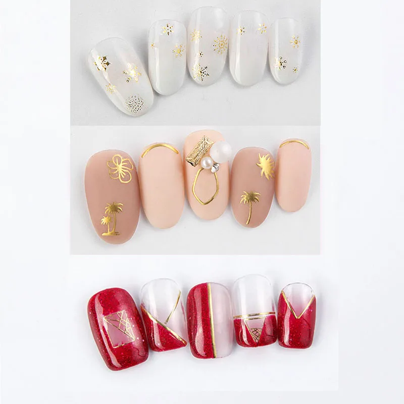 

1 Sheet Embossed 3D Nail Stickers gold foil Flower 3D Nail Art Stickers Decals Adhesive Manicure Nail Art Tips Decoration