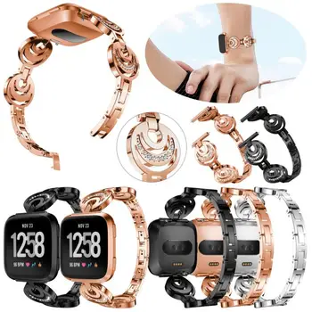 

HIPERDEAL Fashion Crescent Type Crystal Metal Watch Band Wrist Strap For Fitbit Versa 18May25 Drop Ship F