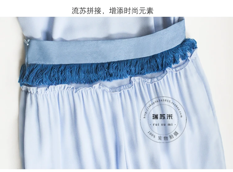 Летняя модная шифоновая рубашка без рукавов+ элегантные широкие брюки костюм из двух предметов Женская богемная длинная одежда