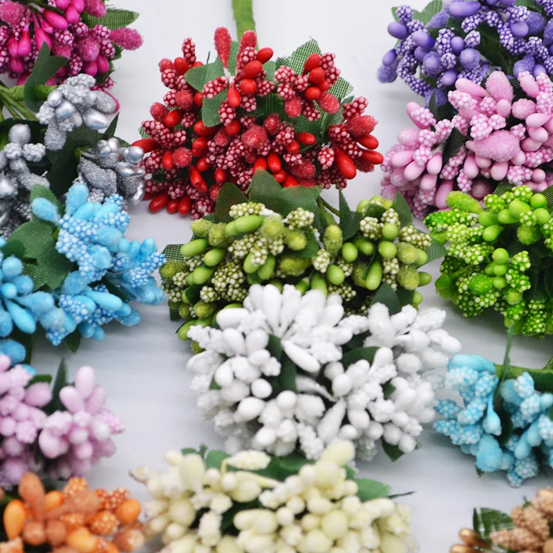 24pcs/lot Mulberry Stamen Artificial Flowers Stamen /DIY Pistils For Flowers Heads Wedding Party Scrapbooking Craft Decoration